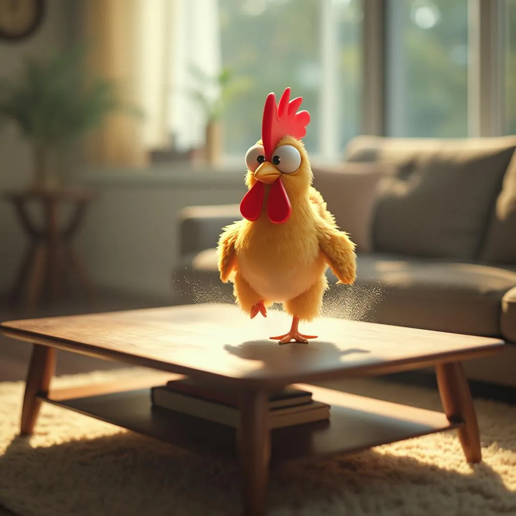 Concept of Chicken Road AR feature showing a chicken on a real-world table